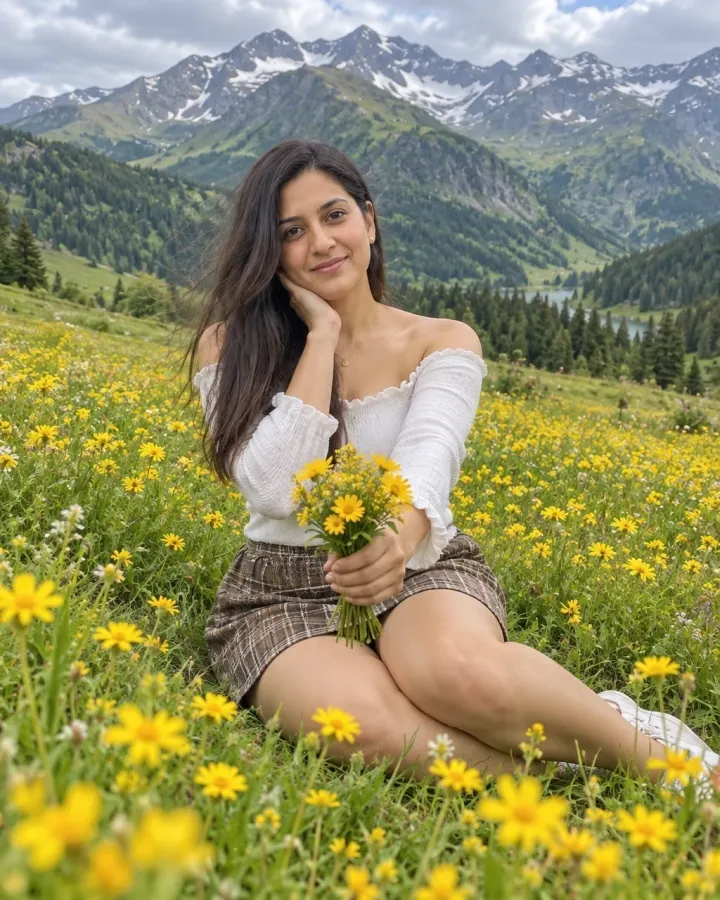 Wildflower Mountain Portrait — AI-generated example of this style