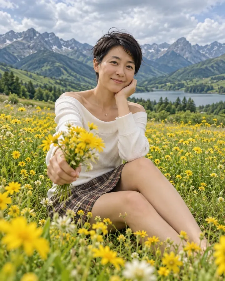 Wildflower Mountain Portrait — AI-generated example of this style