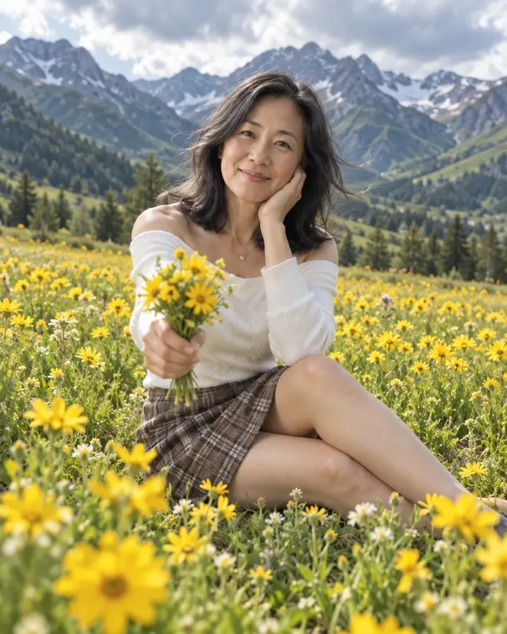 Wildflower Mountain Portrait — AI-generated example of this style