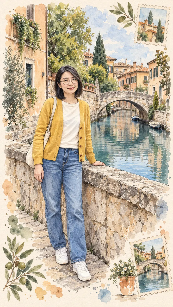 Watercolor Travel Postcard — AI-generated example of this style